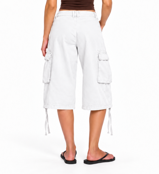 Longline Cargo Shorts - White