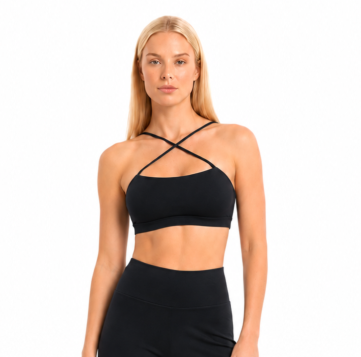 Adjustable Straps Crop Top - Black