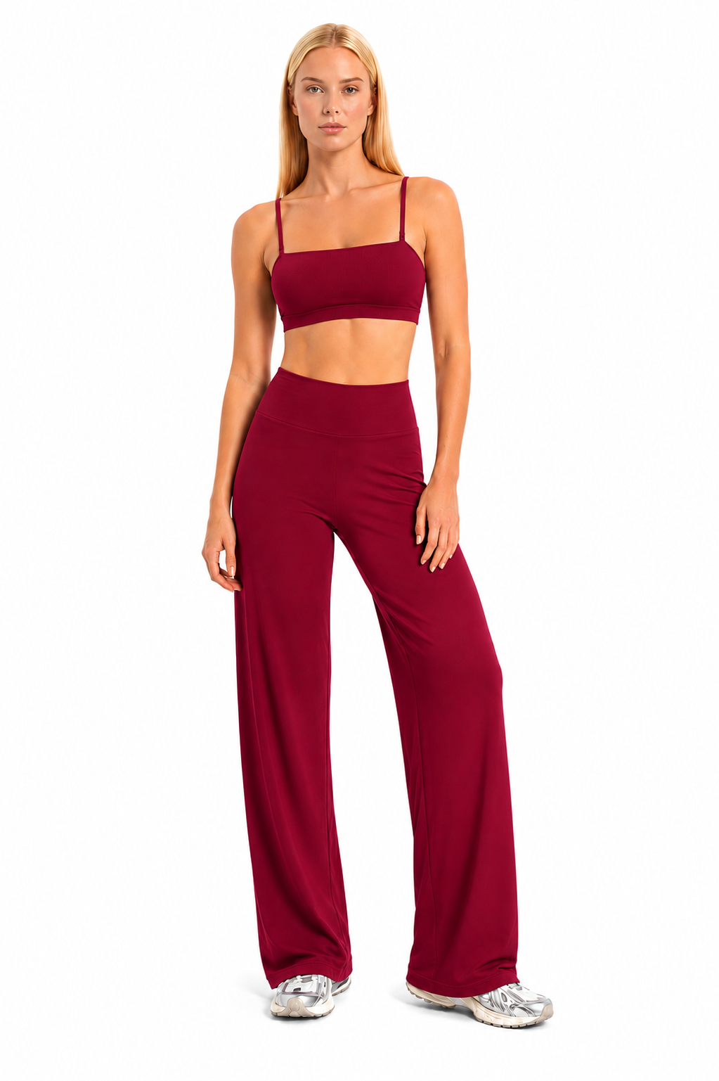 Straight Leg Active Pants - Berry