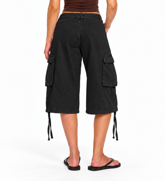 Longline Cargo Shorts - Black