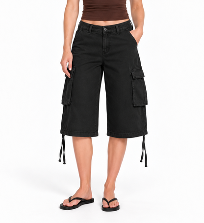 Longline Cargo Shorts - Black