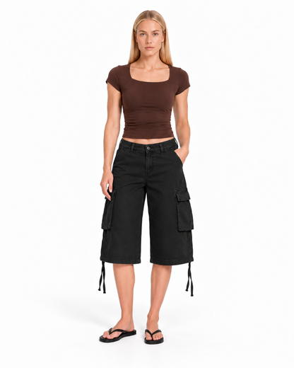Longline Cargo Shorts - Black