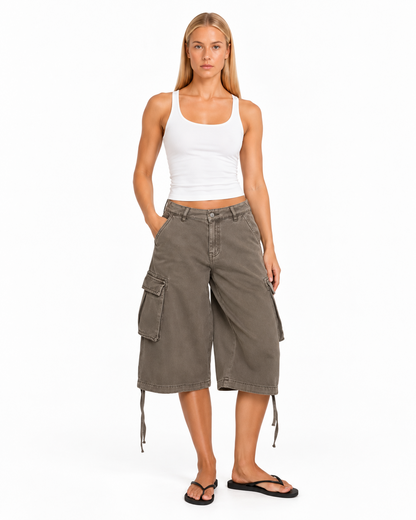 Longline Cargo Shorts - Khaki