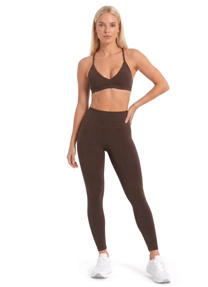V Crop Top - Dark Brown