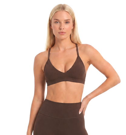 V Crop Top - Dark Brown