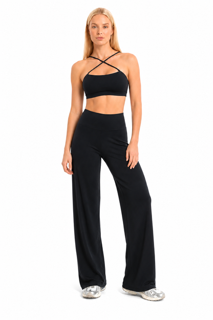 Straight Leg Active Pants - Black