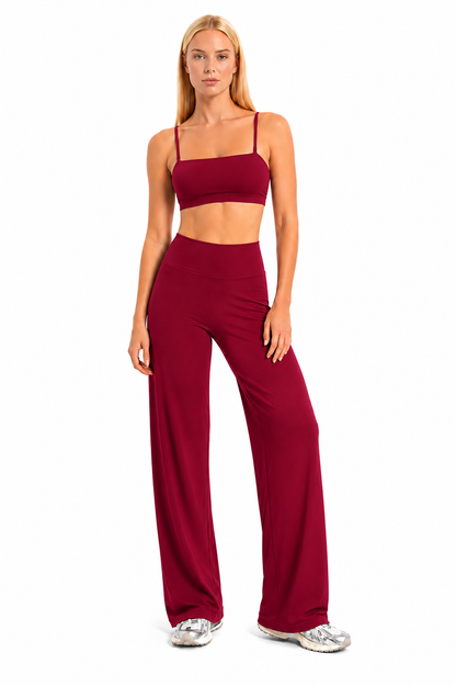 Straight Leg Active Pants - Berry